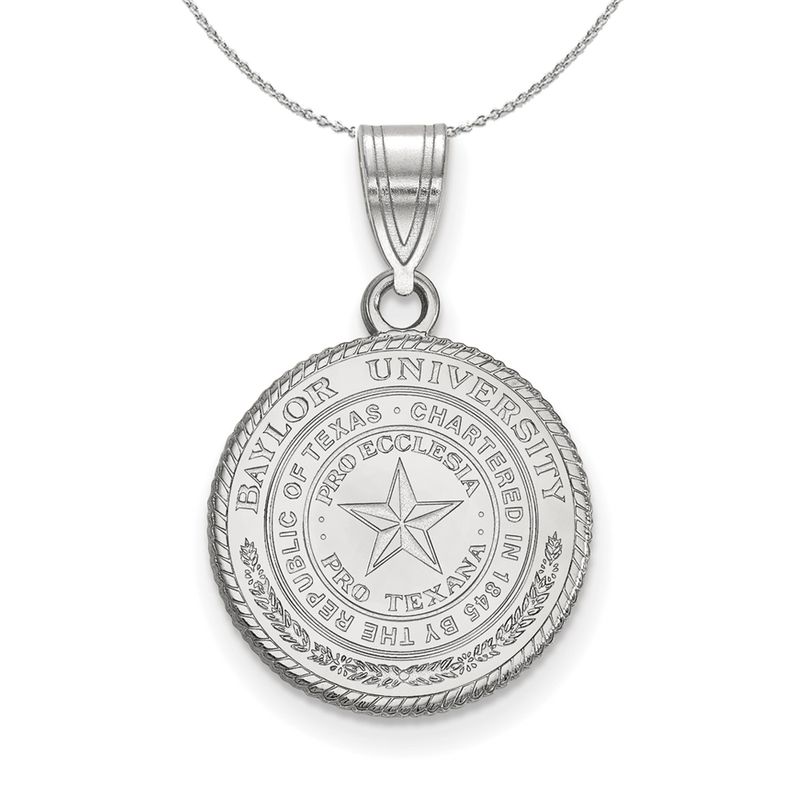 Sterling Silver Baylor U Medium Crest Pendant Necklace - 18 Inch